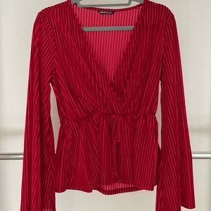 Red Velvet Long Sleeve blouse from SHEIN! Only wore once for a Christmas photo.